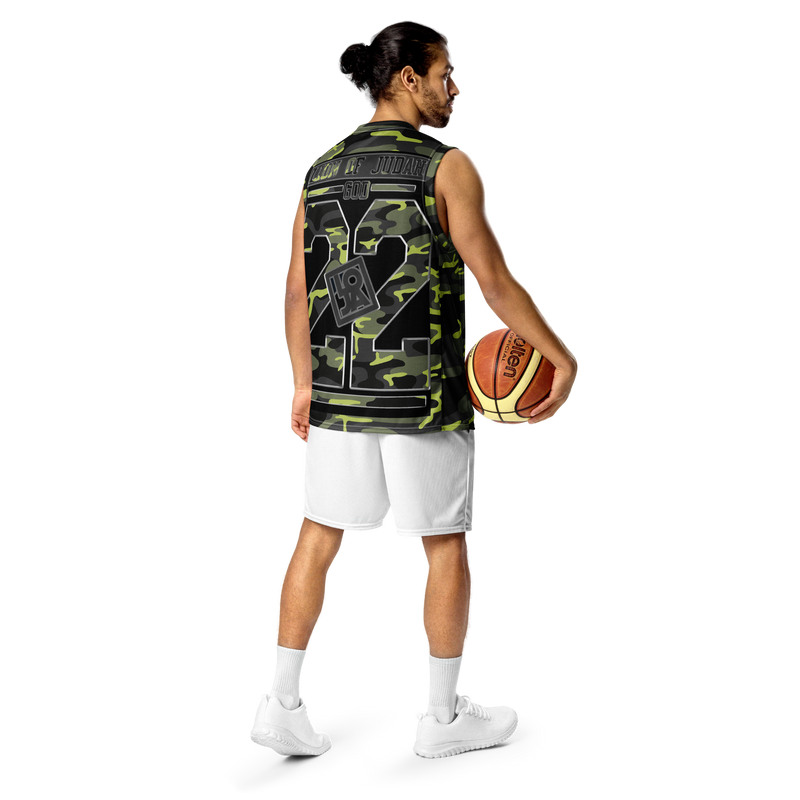 Lion Of Judah GOD Black & Light Green Camo Design Recycled unisex basketball jersey