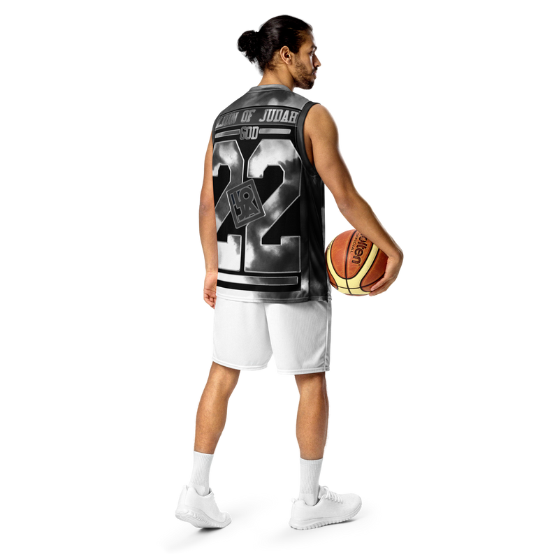 Lion Of Judah Wingz Design Recycled unisex Black watercolor basketball jersey