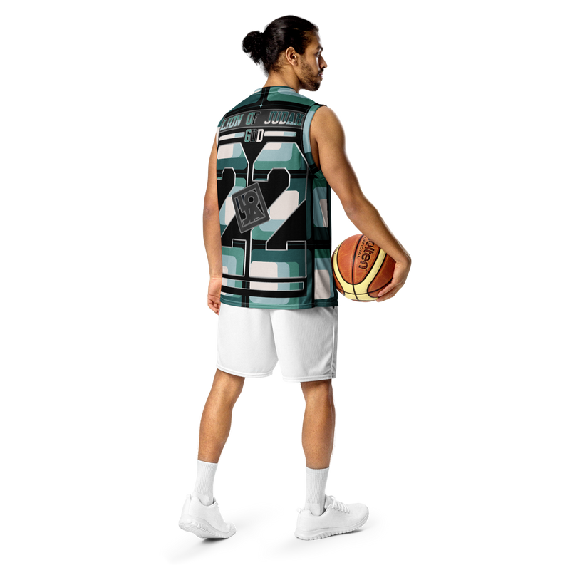 Lion Of Judah Wingz Design Recycled unisex Green Pattern Square Design basketball jersey