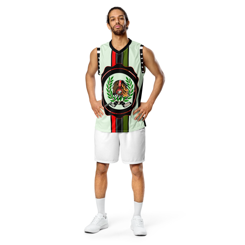 Lion Of Judah GOD Recycled Light Green & Black unisex basketball jersey