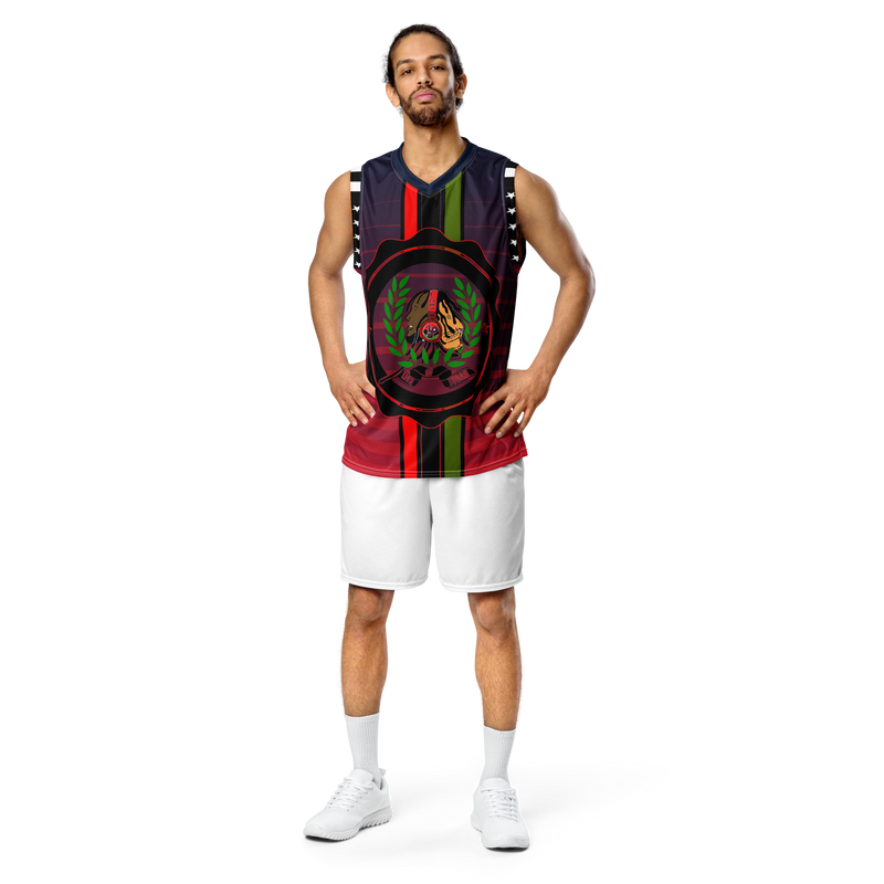 Lion Of Judah GOD Recycled Dark Purple to fade to Red unisex basketball jersey