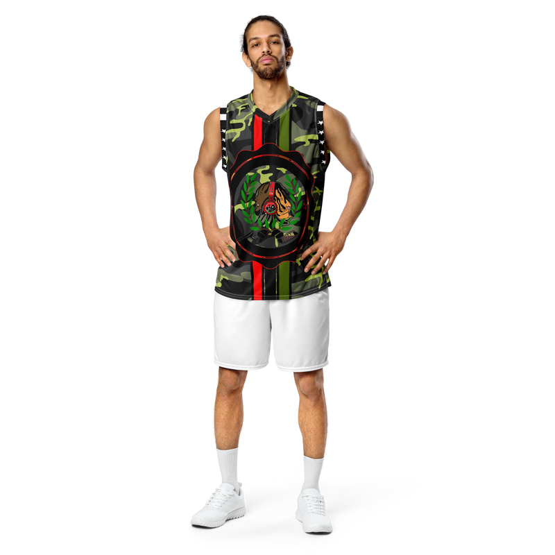 Lion Of Judah GOD Black & Light Green Camo Design Recycled unisex basketball jersey