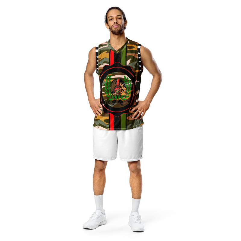 Lion Of Judah GOD Camo Design V.2 Recycled unisex basketball jersey