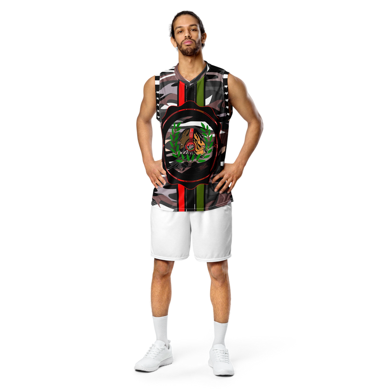 Lion Of Judah GOD Camo Design V.3 Recycled unisex basketball jersey
