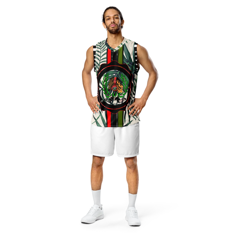 Lion Of Judah GOD Plant Design Print Recycled unisex basketball jersey