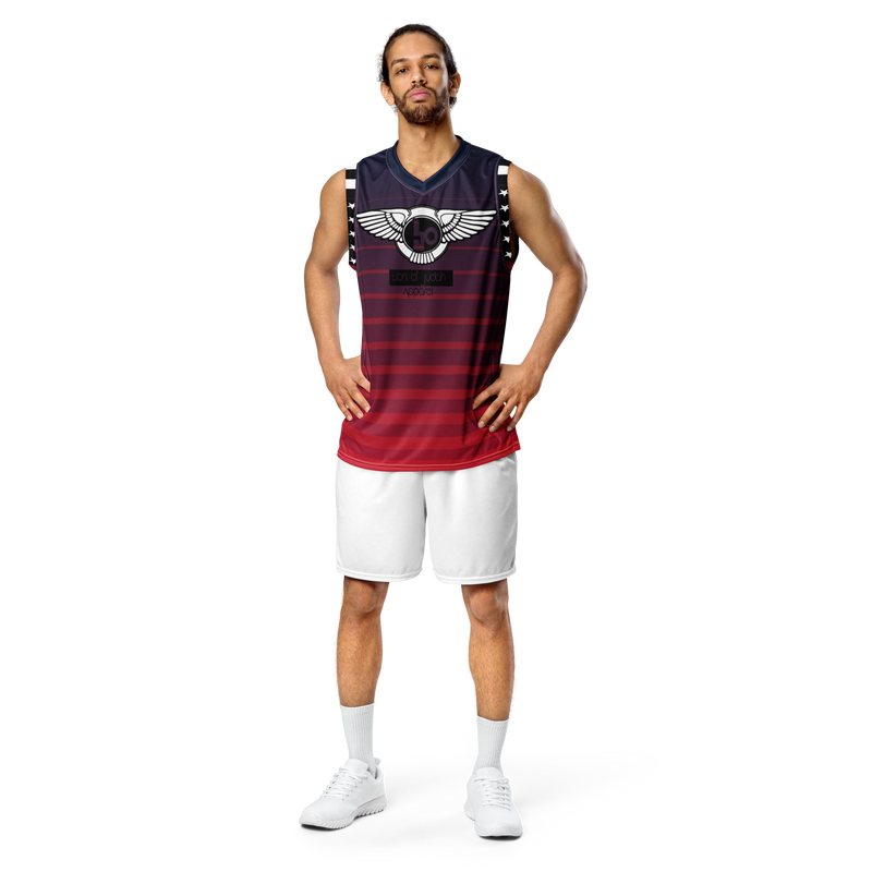 Lion Of Judah Wingz Design Recycled unisex Stripes basketball jersey