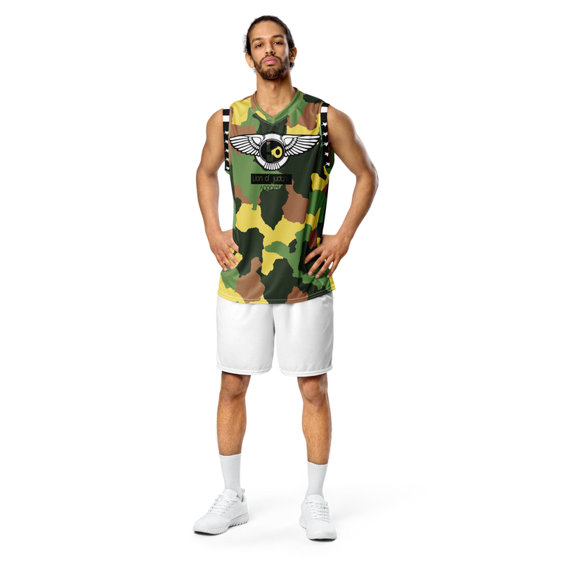 Lion Of Judah Wingz Design Recycled unisex Camouflage Design basketball jersey