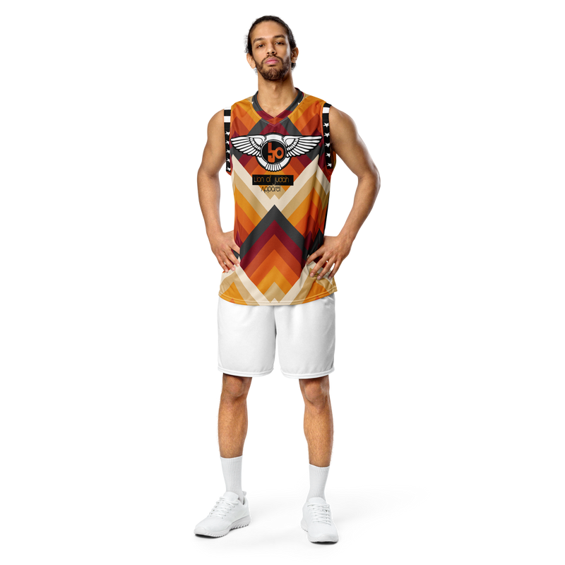 Lion Of Judah Wingz Design Recycled unisex Gold Orange Design basketball jersey