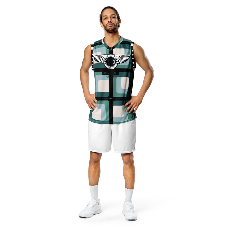 Lion Of Judah Wingz Design Recycled unisex Green Pattern Square Design basketball jersey