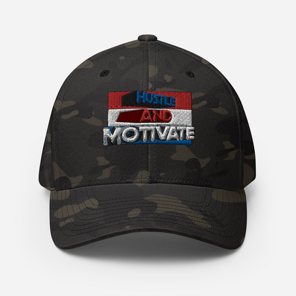 Hustle and Motivate Art Design Structured Twill Cap