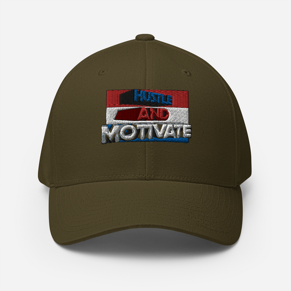 Hustle and Motivate Art Design Structured Twill Cap