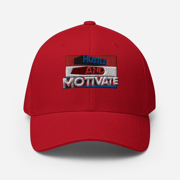 Hustle and Motivate Art Design Structured Twill Cap