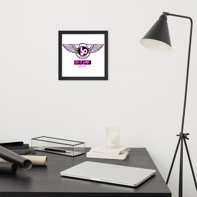 Lion Of Judah Pink logo Design Framed poster