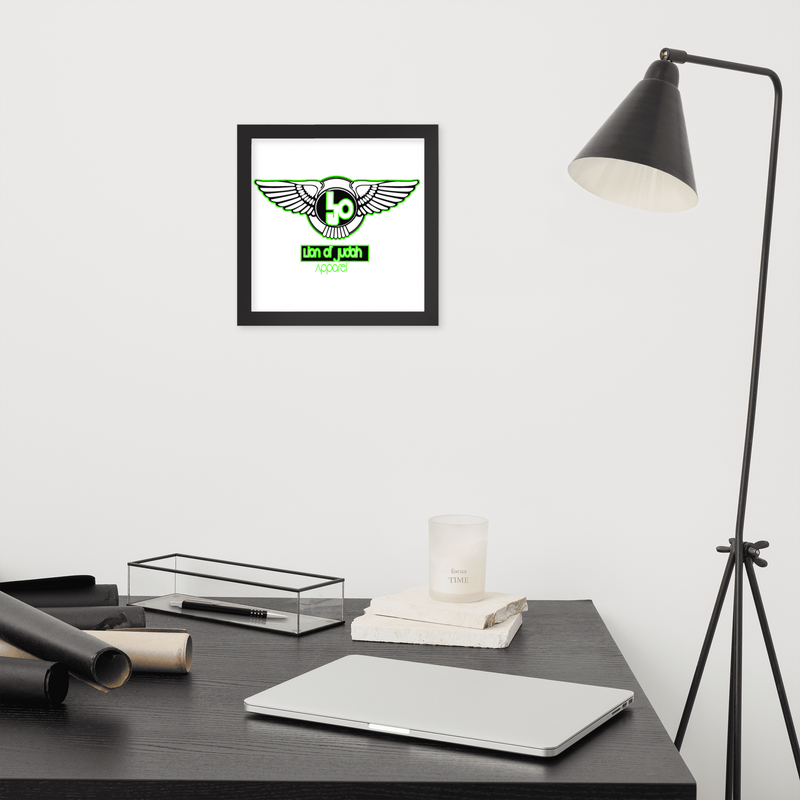 Lion Of Judah Green logo Design Framed poster