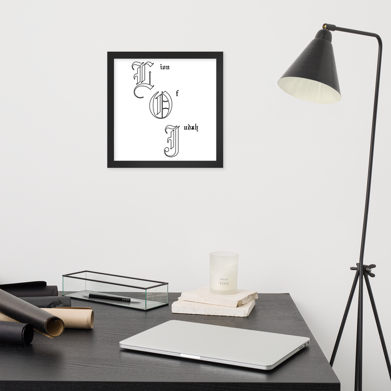 Lion Of Judah letters Design Framed poster