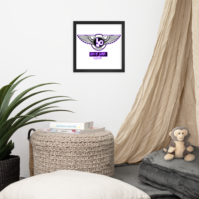Lion Of Judah Purple logo Design Framed poster