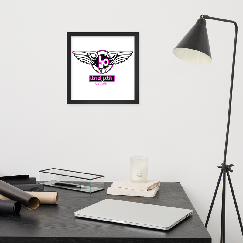 Lion Of Judah Pink logo Design Framed poster