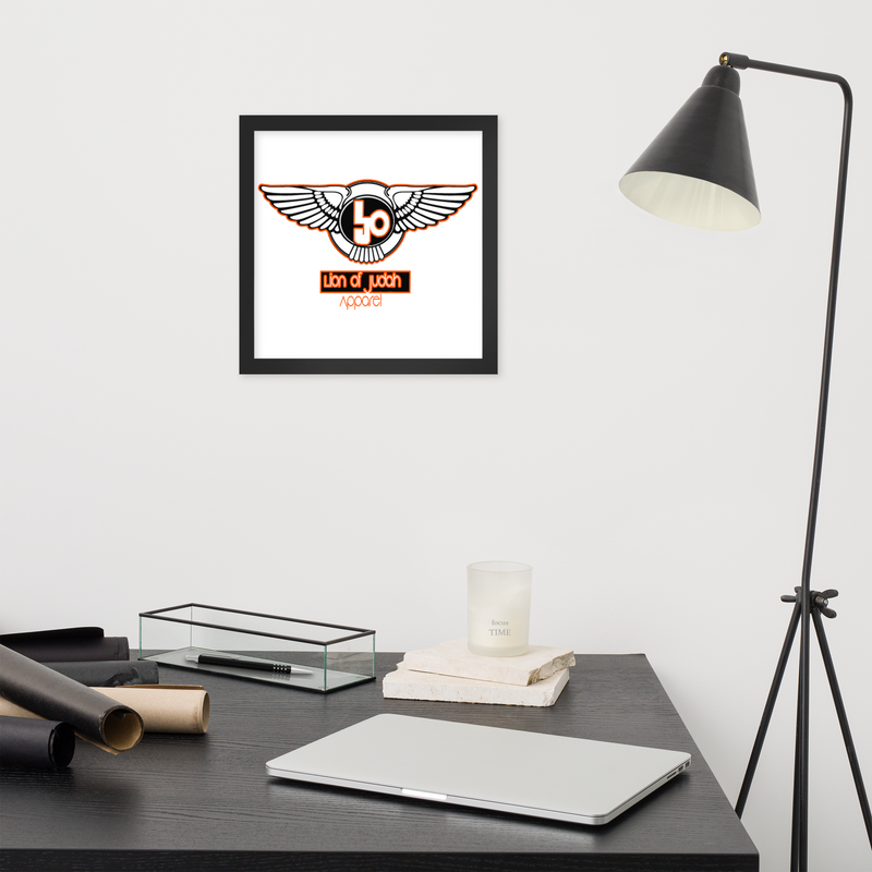 Lion Of Judah Orange logo Design Framed poster