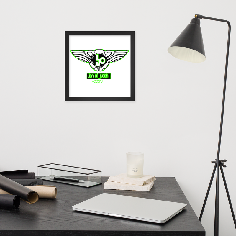 Lion Of Judah Green logo Design Framed poster