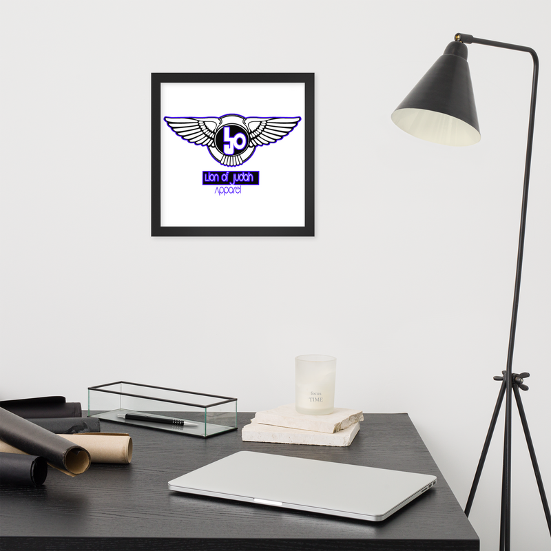 Lion Of Judah Blue logo Design Framed poster