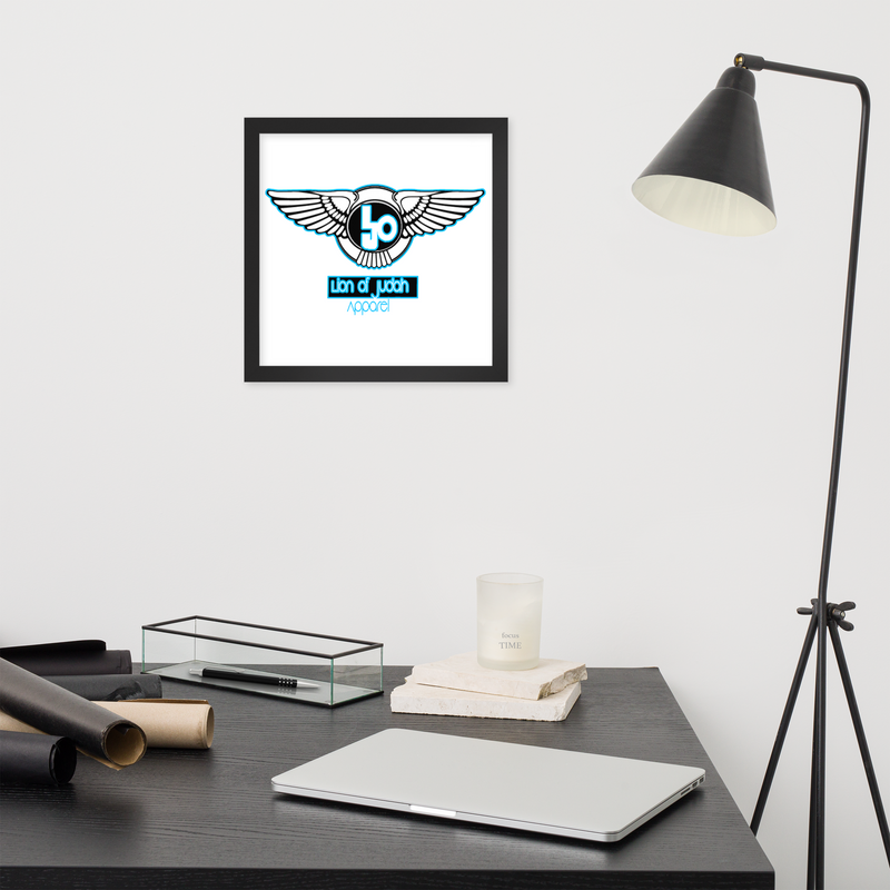 Lion Of Judah Sky Blue logo Design Framed poster