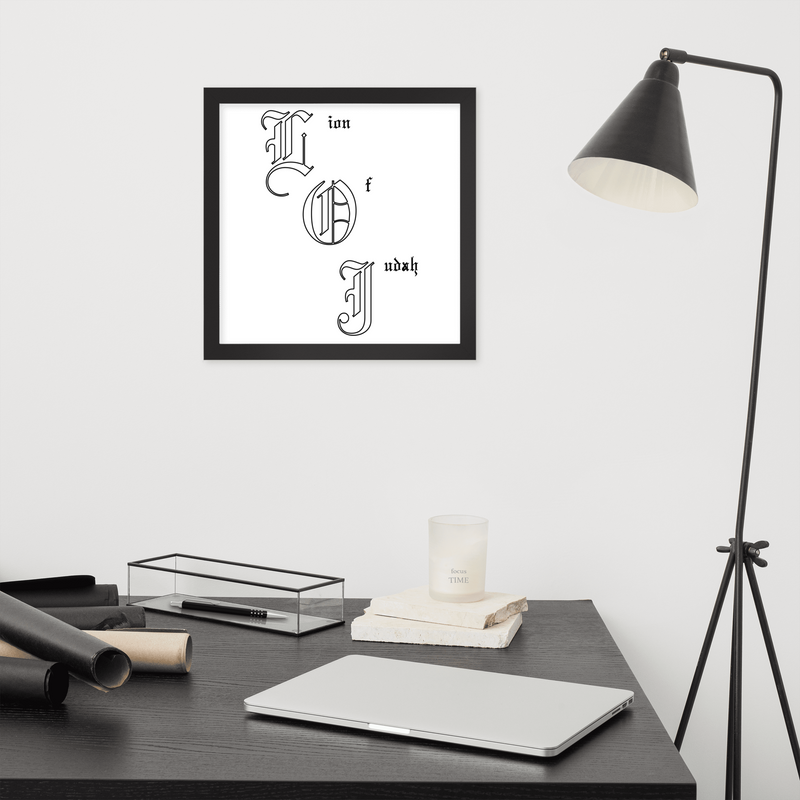 Lion Of Judah letters Design Framed poster