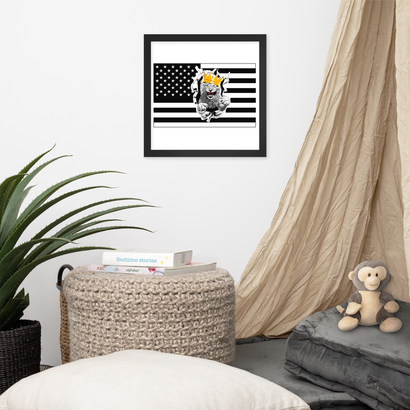 Lion Of Judah United States Of America Flag Framed poster