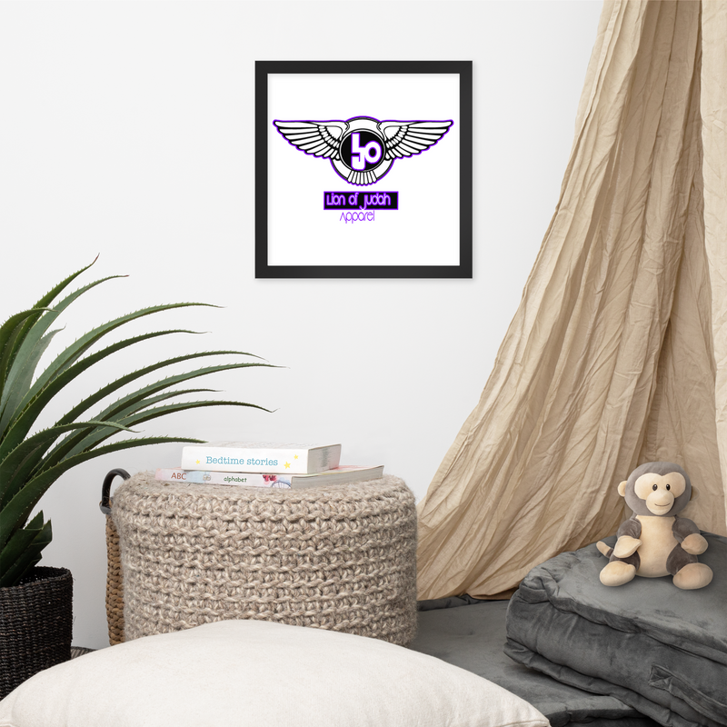 Lion Of Judah Purple logo Design Framed poster