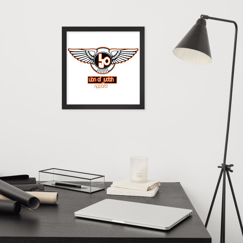 Lion Of Judah Orange logo Design Framed poster