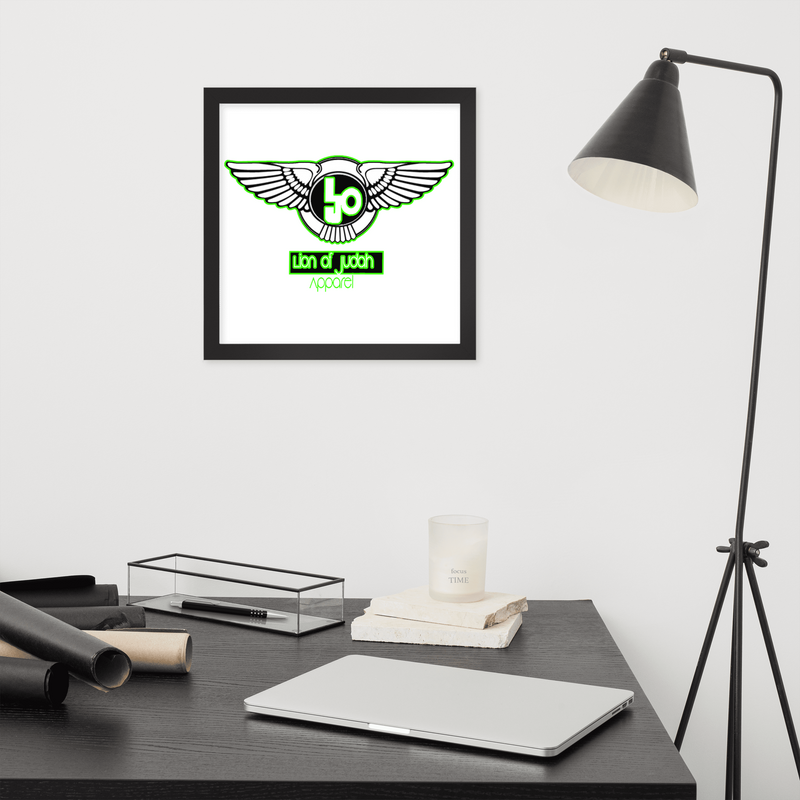 Lion Of Judah Green logo Design Framed poster
