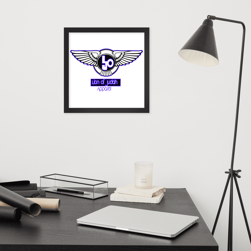 Lion Of Judah Blue logo Design Framed poster