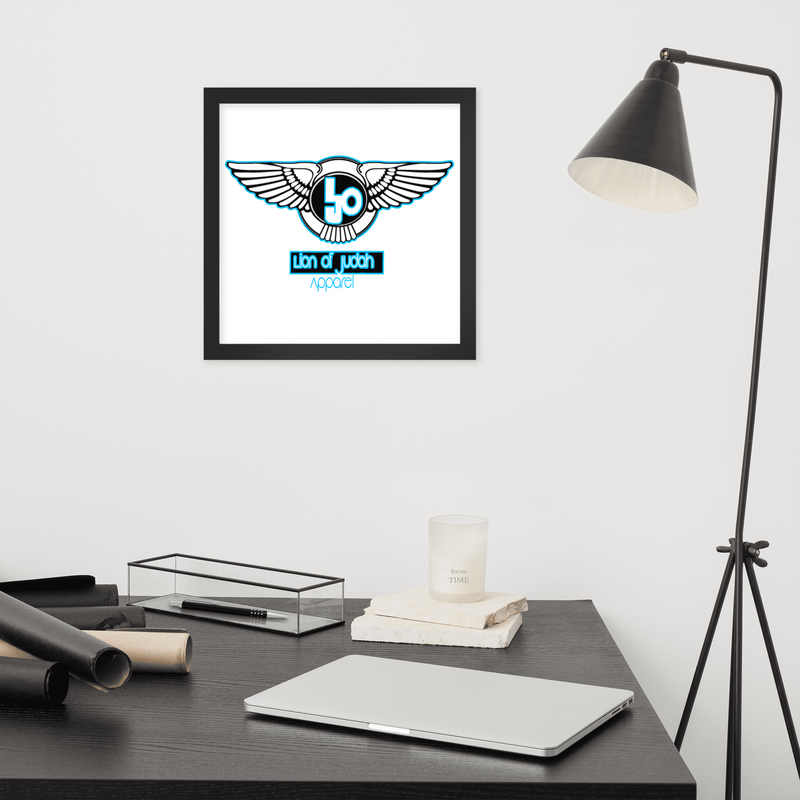 Lion Of Judah Sky Blue logo Design Framed poster