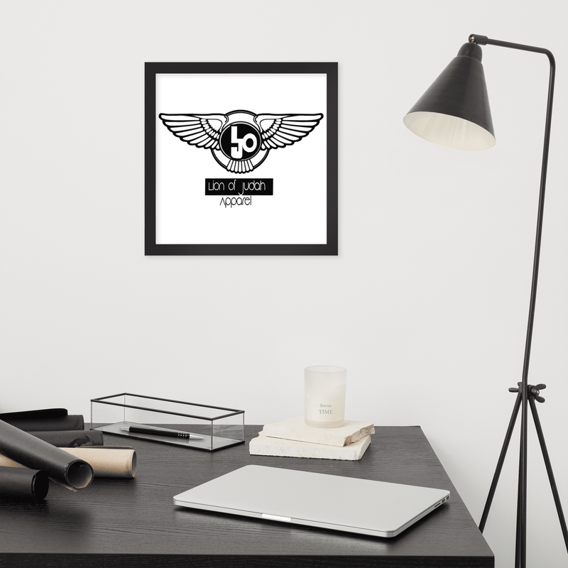Lion Of Judah Black Logo Design Framed poster