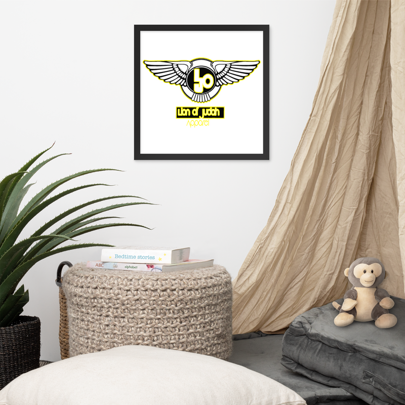 Lion Of Judah Yellow logo Design Framed poster