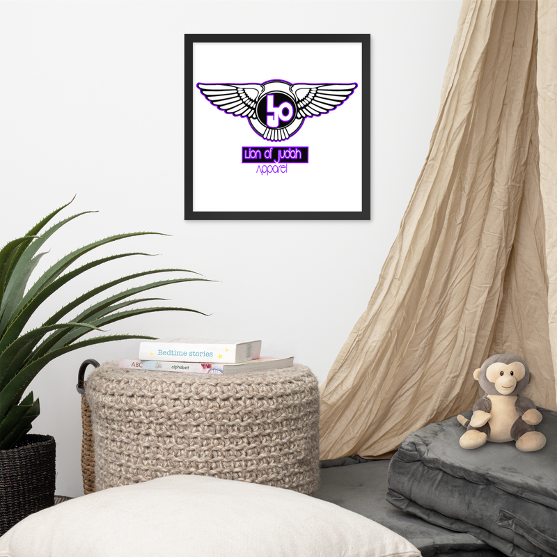 Lion Of Judah Purple logo Design Framed poster
