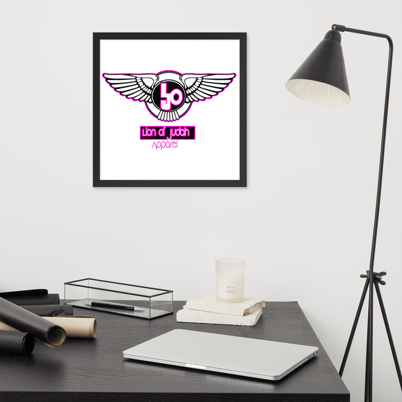 Lion Of Judah Pink logo Design Framed poster