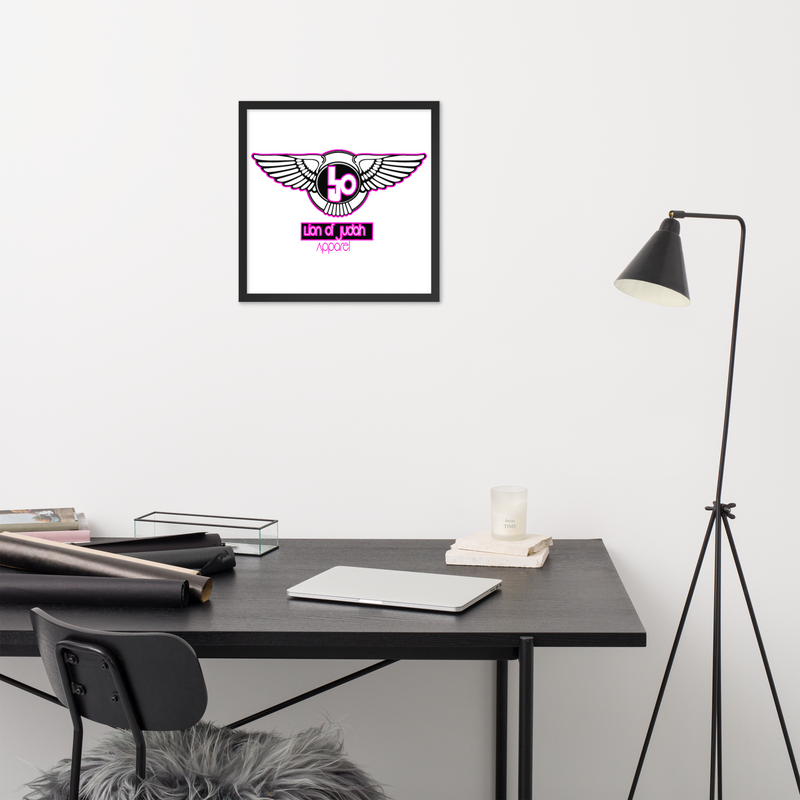 Lion Of Judah Pink logo Design Framed poster