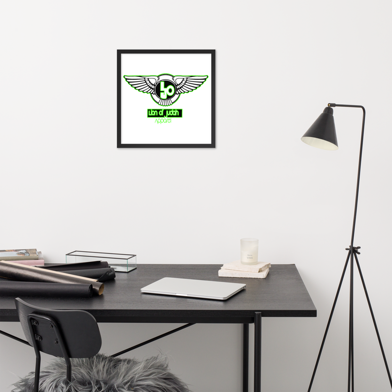 Lion Of Judah Green logo Design Framed poster