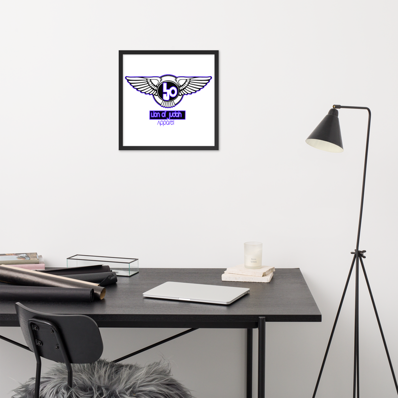 Lion Of Judah Blue logo Design Framed poster