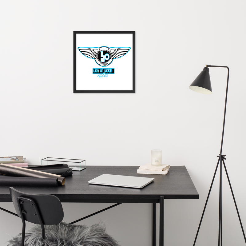 Lion Of Judah Sky Blue logo Design Framed poster