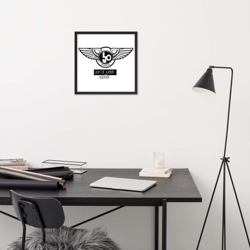 Lion Of Judah Black Logo Design Framed poster