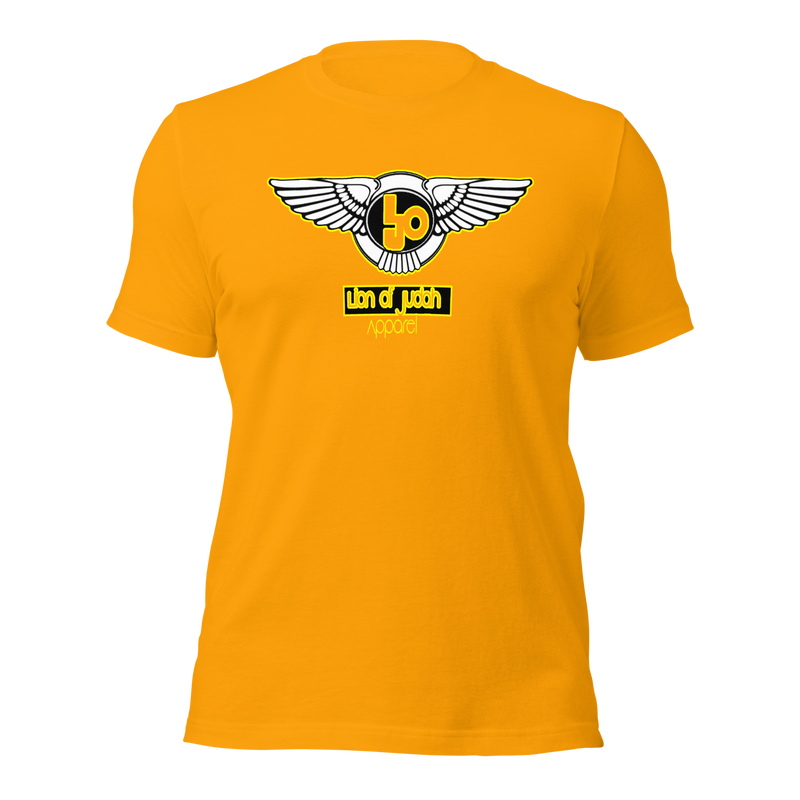 Lion Of Judah Wingz Yellow logo Short sleeve unisex t-shirt