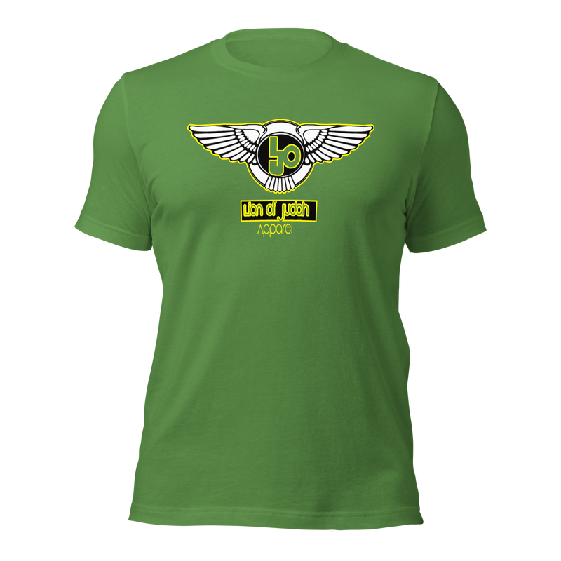 Lion Of Judah Wingz Yellow logo Short sleeve unisex t-shirt