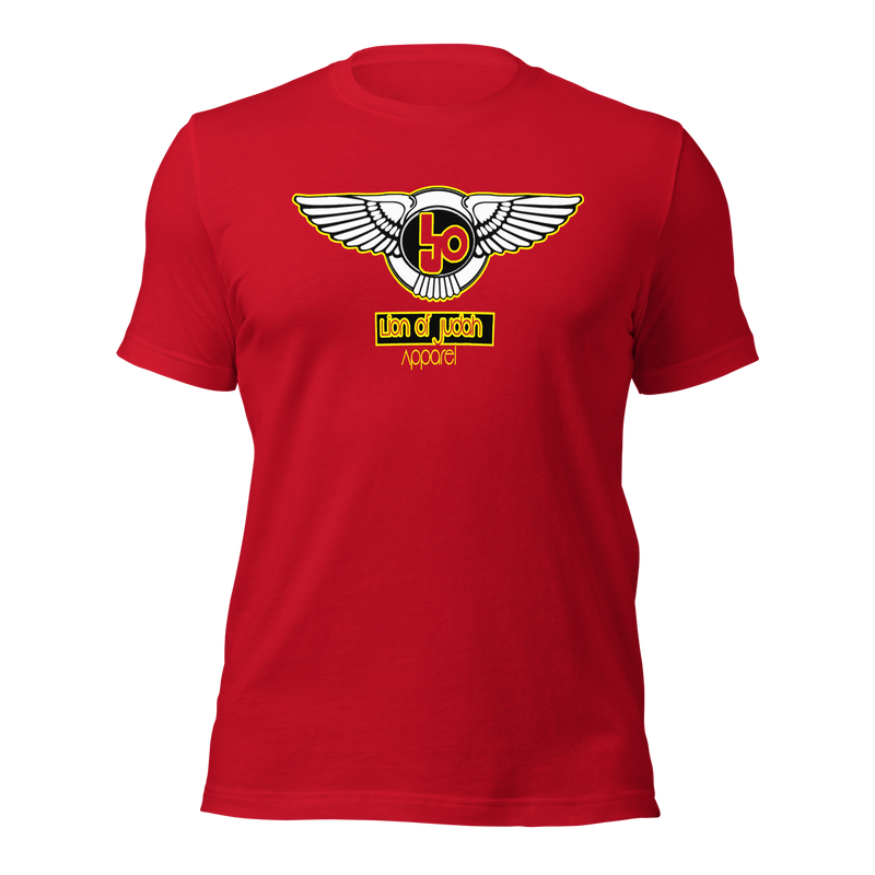 Lion Of Judah Wingz Yellow logo Short sleeve unisex t-shirt