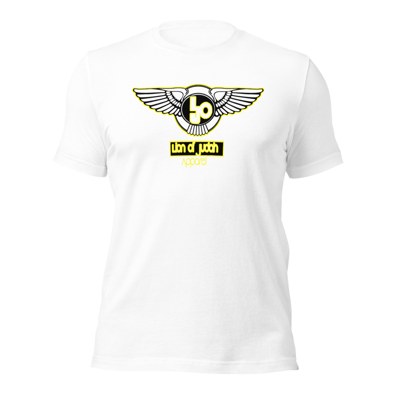 Lion Of Judah Wingz Yellow logo Short sleeve unisex t-shirt