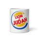 Lion Of Judah (B.K.) Burger King Spinoff Logo White glossy mug