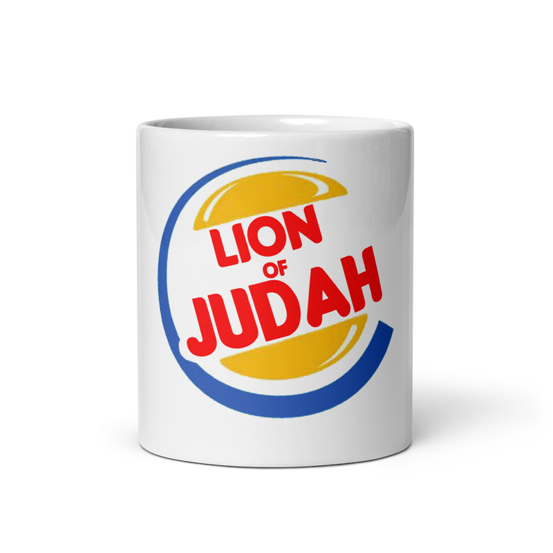 Lion Of Judah (B.K.) Burger King Spinoff Logo White glossy mug
