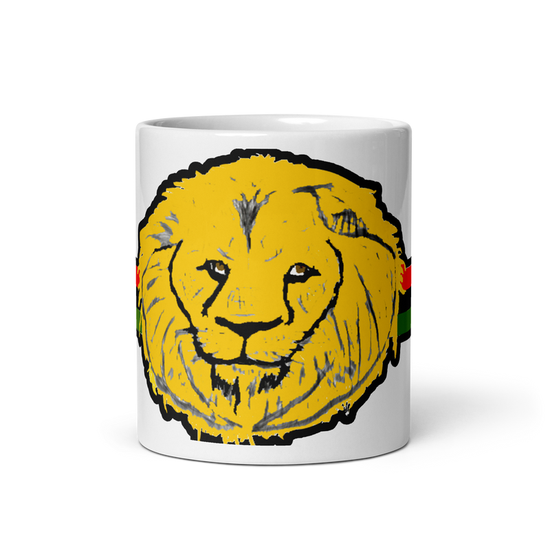 Lion Design White glossy mug