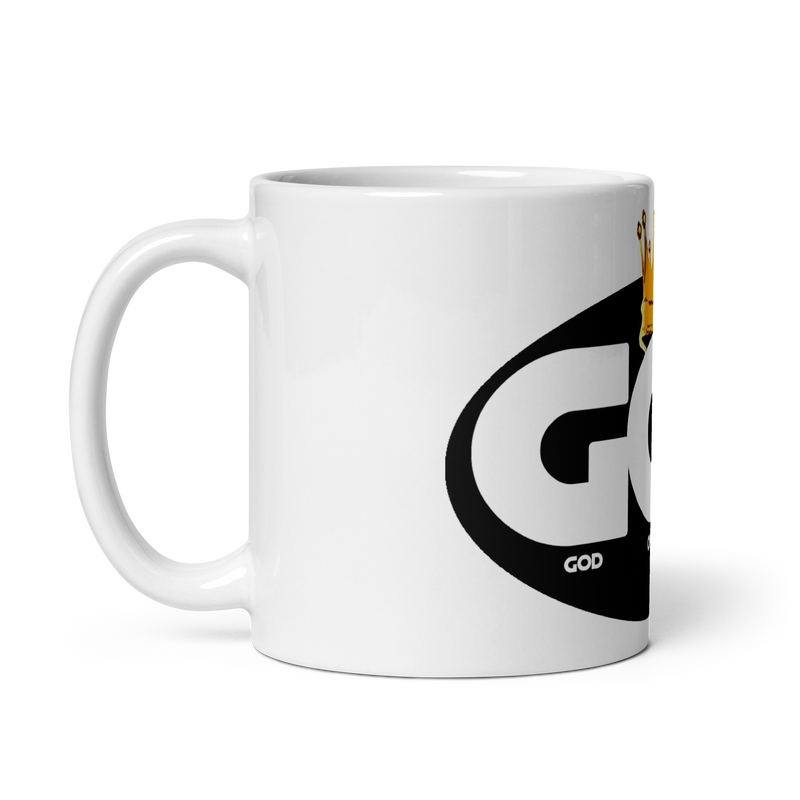 God Over Everything White glossy mug
