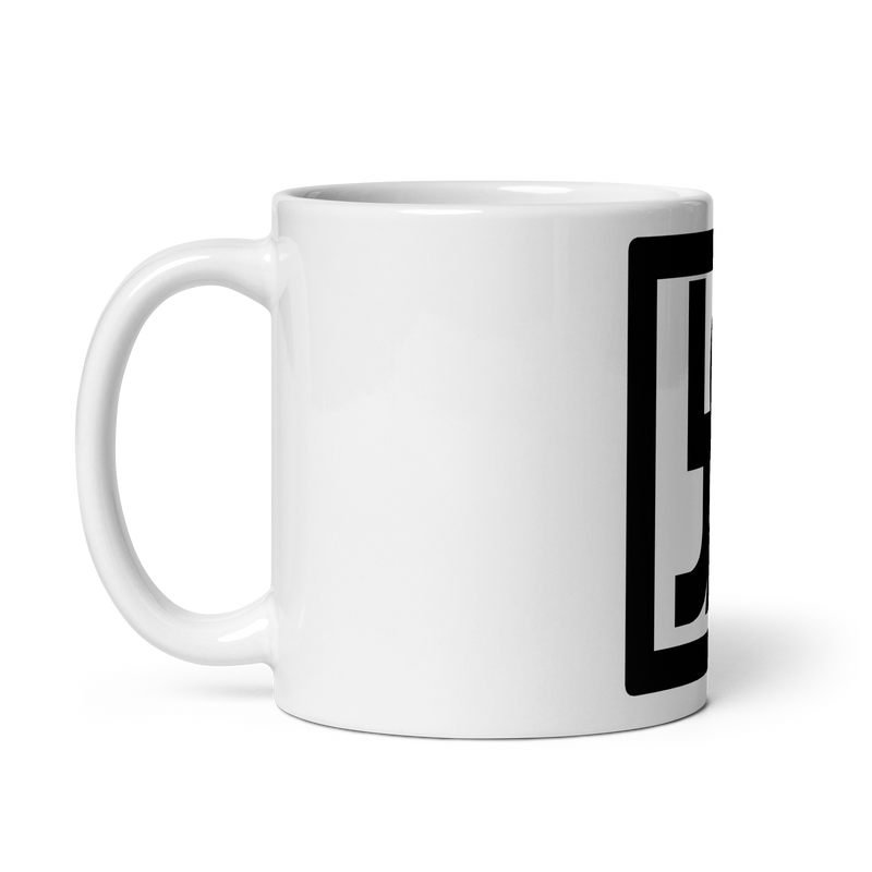 Lion Of Judah Apparel Black Logo Design White glossy mug